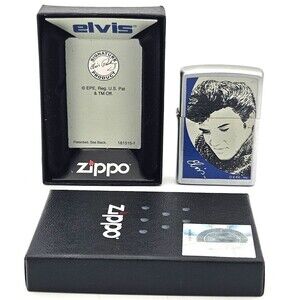 Zippo Elvis Presley Satin Chrome Sweater Lighter Unfired Box 2000 New